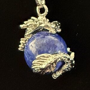 Silver Dragon Blue Pendant